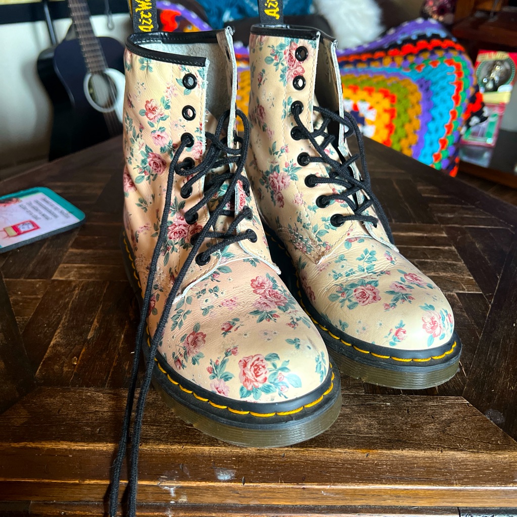 Pink Floral Dr Martens Brand New